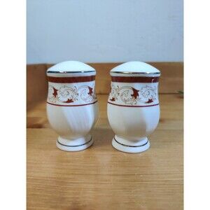 Vintage Gold Coast 3" Salt & Pepper Shakers with Gold Accents & Transferware
